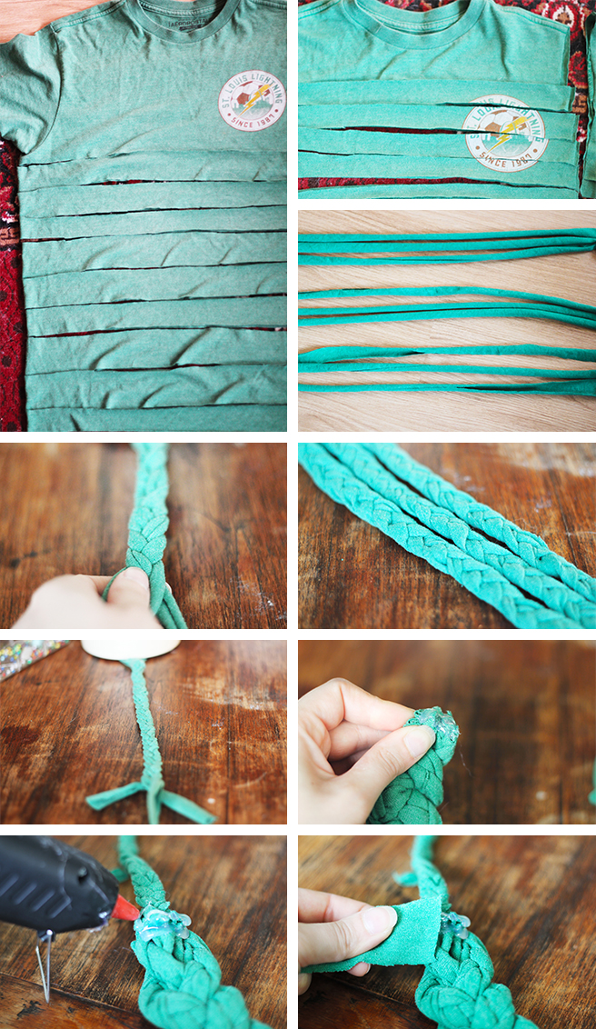 DIY | SHIRT INTO BRAIDED NECKLACE