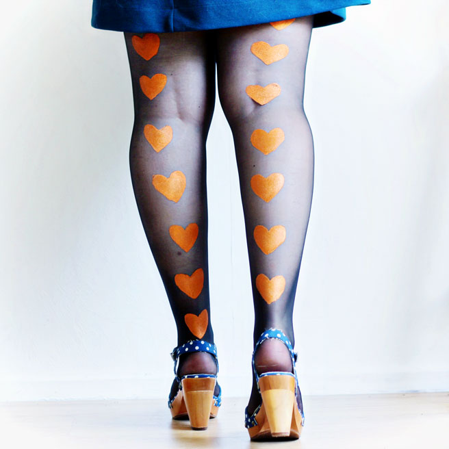 DIY  Painted Heart Tights