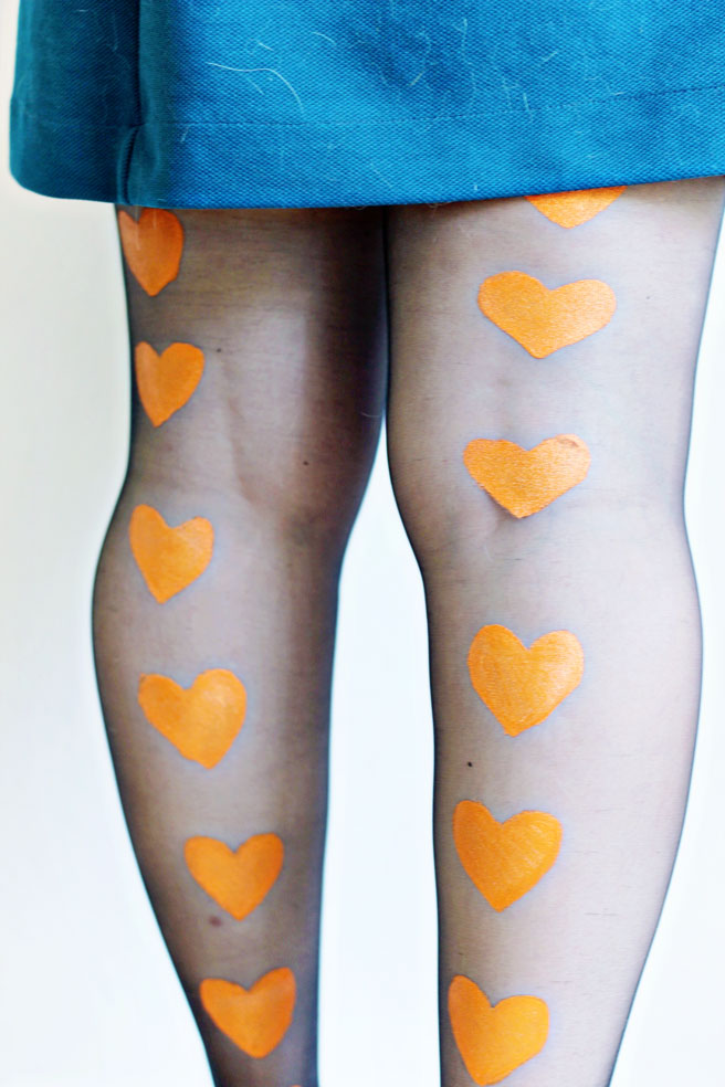 DIY  Painted Heart Tights