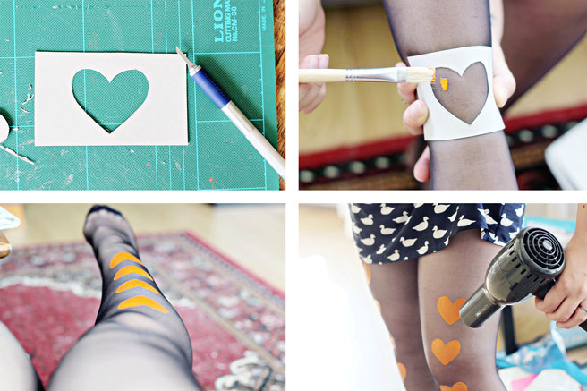 DIY Painted Heart Tights