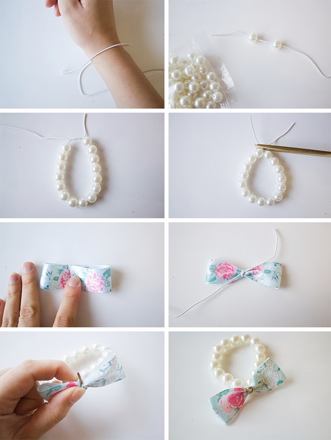 DIY  Fancy Stretchy Pearl Bow Bracelet