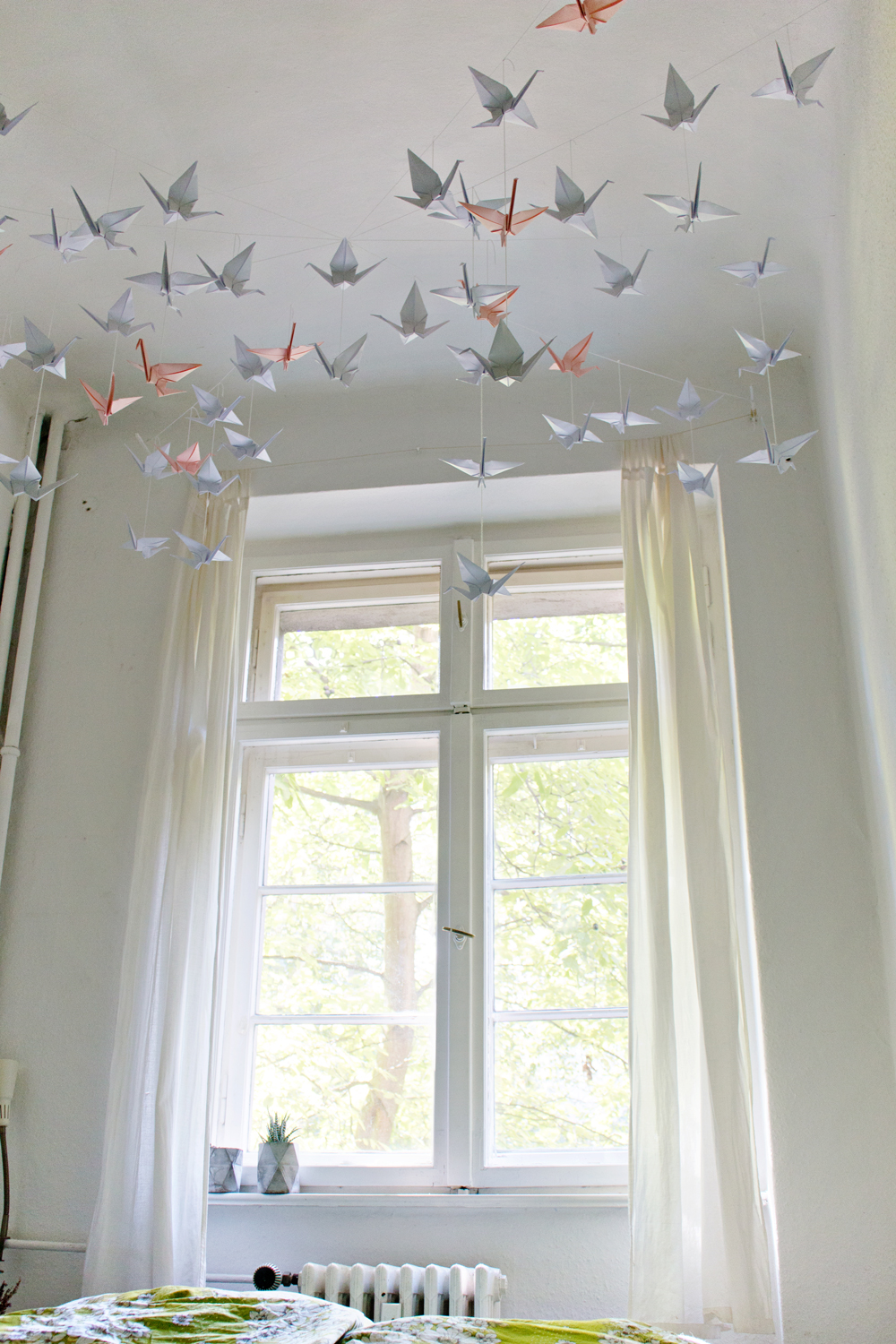 Origami Mobile Large White Paper Cranes Home Decor 